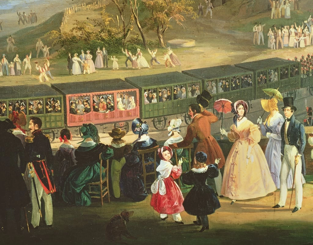L'apertura della ferrovia Napoli - Portici nel 1839, Museo Nazionale di San Martino, Napoli, dettaglio